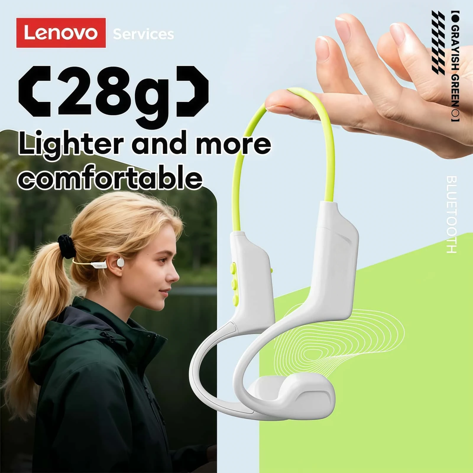 Lenovo S102 Earphones Bone Con - Bone Conduction Running Headphones ulasan dan harga