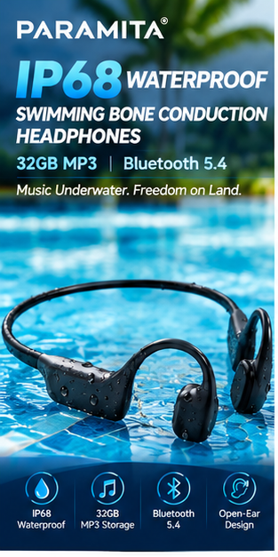 IP68 Waterproof Swimming Bone  - Bone Conduction Running Headphones ulasan dan harga