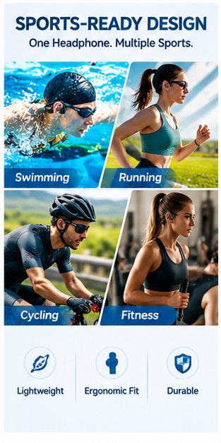 IP68 Waterproof Swimming Bone  - Bone Conduction Running Headphones ulasan dan harga