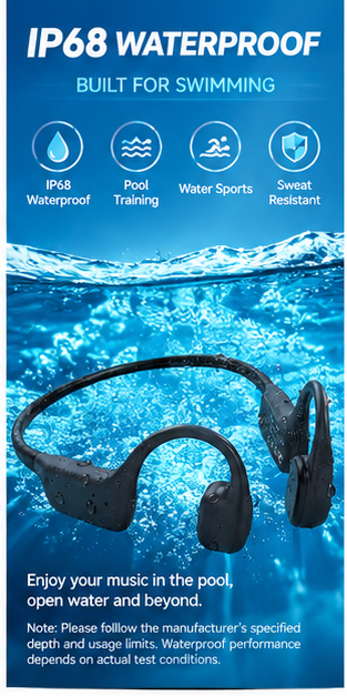 IP68 Waterproof Swimming Bone  - Bone Conduction Running Headphones ulasan dan harga