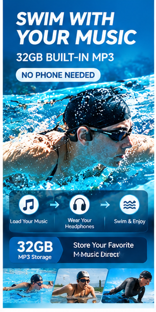 IP68 Waterproof Swimming Bone  - Bone Conduction Running Headphones ulasan dan harga