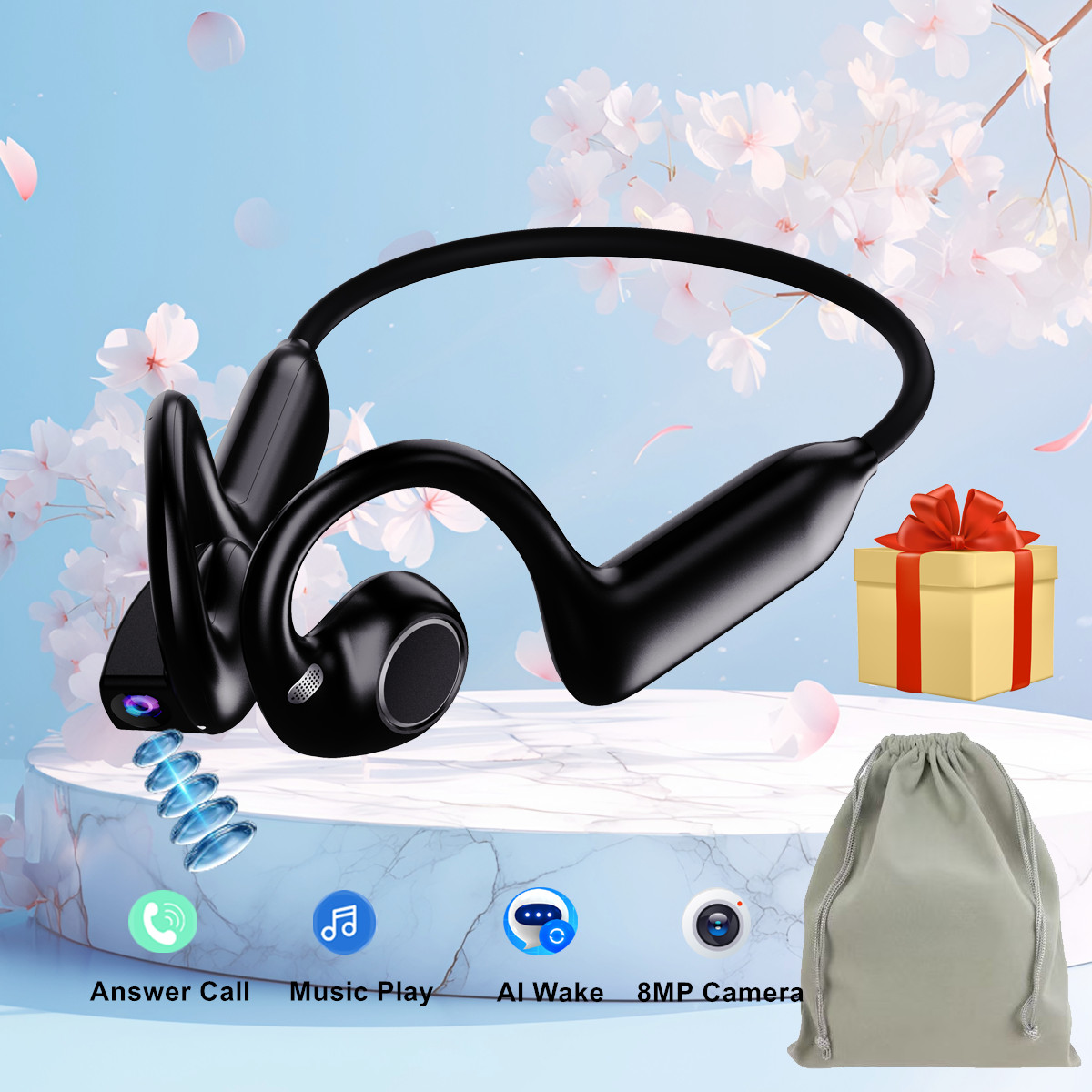 New Smart Camera Earphone Bone - Bone Conduction Running Headphones ulasan dan harga