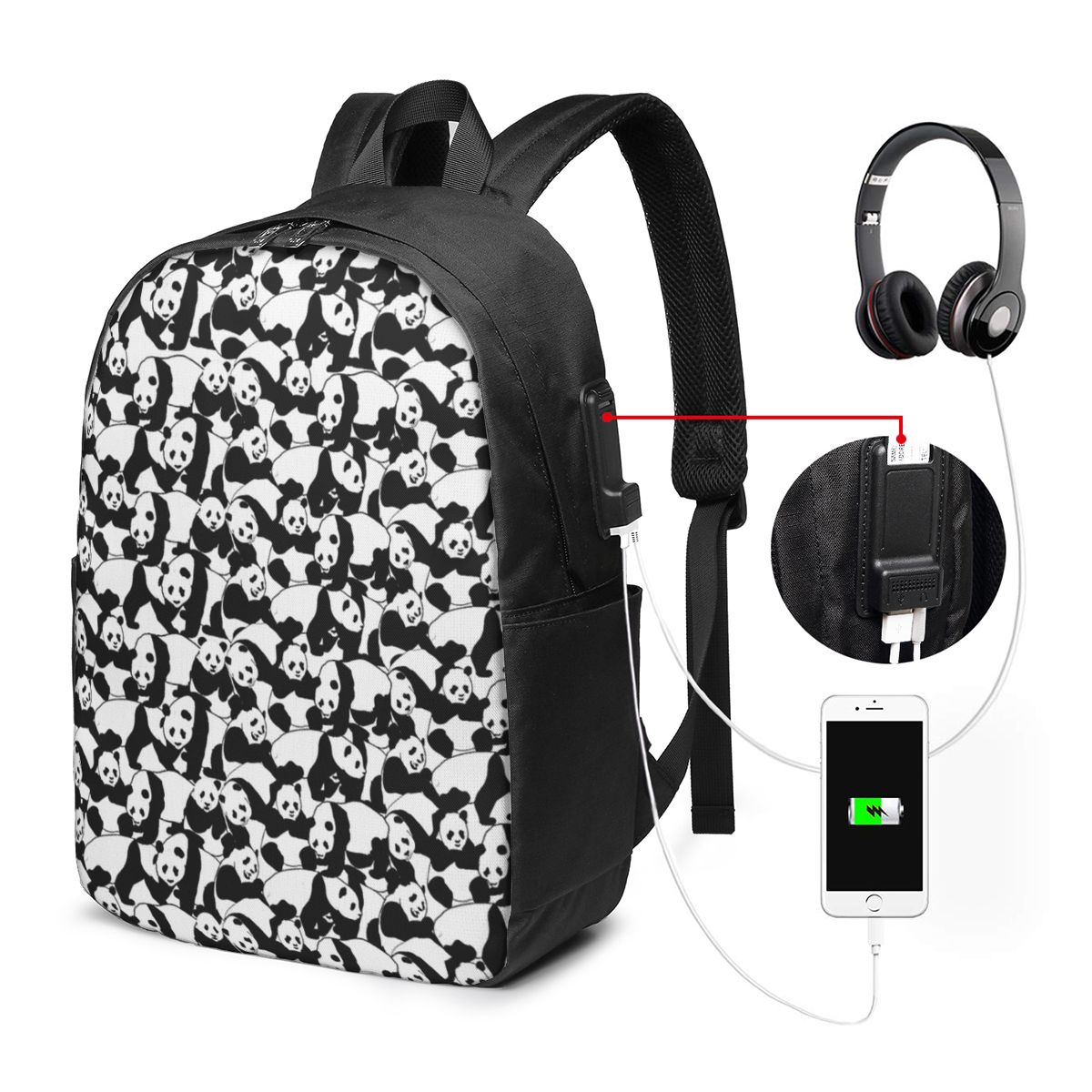 Panda Pattern Backpack Travel  - Laptops ulasan dan harga